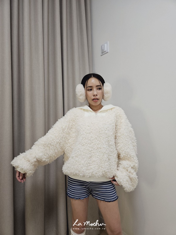 捲邊細條紋高腰小短褲